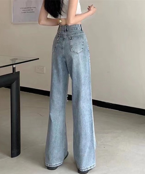 AsRiRe(アスリレイ)の「【AsRiRe】ハイウエストダメージデニムパンツ(デニムパンツ・レディース・サックスブルー/ブラック・L/S/M)」の13枚目の写真