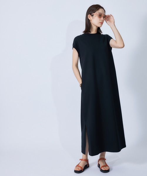 ROPE'（ロペ）の「リサイクルコットンジャージーキャップスリーブワンピース（ワンピース・レディース・ブラック/ブラウン・38）」の2枚目の写真