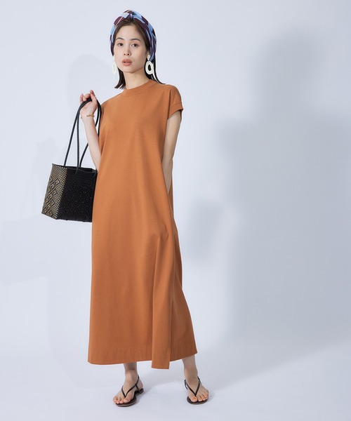 ROPE'（ロペ）の「リサイクルコットンジャージーキャップスリーブワンピース（ワンピース・レディース・ブラック/ブラウン・38）」の3枚目の写真