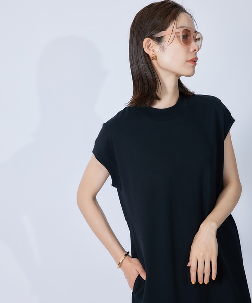 ROPE'（ロペ）の「リサイクルコットンジャージーキャップスリーブワンピース（ワンピース・レディース・ブラック/ブラウン・38）」の7枚目の写真