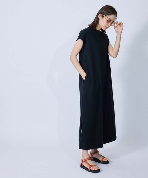 ROPE'（ロペ）の「リサイクルコットンジャージーキャップスリーブワンピース（ワンピース・レディース・ブラック/ブラウン・38）」の10枚目の写真