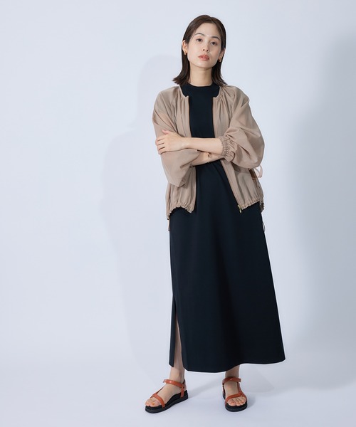 ROPE'（ロペ）の「リサイクルコットンジャージーキャップスリーブワンピース（ワンピース・レディース・ブラック/ブラウン・38）」の5枚目の写真