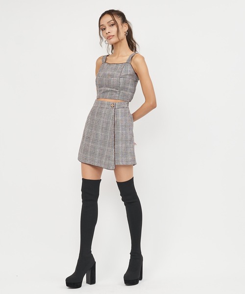 SPIRALGIRL（スパイラルガール）の「チェック柄パイピングビスチェ（キャミソール・レディース・ネイビー/ブラウン・FREE）」の14枚目の写真