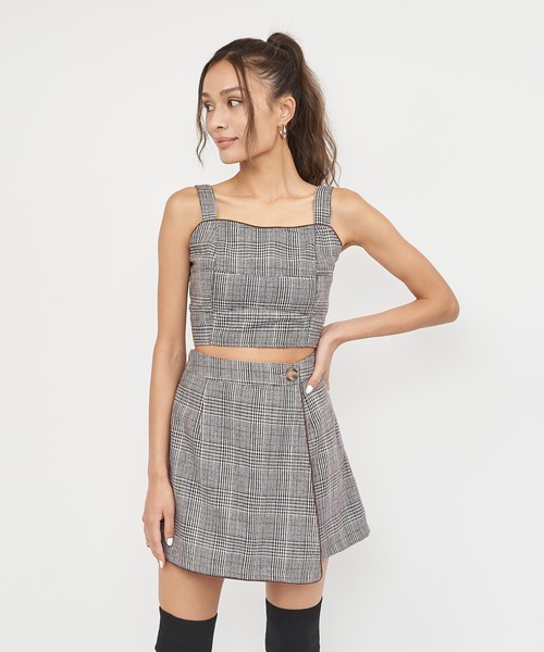 SPIRALGIRL（スパイラルガール）の「チェック柄パイピングビスチェ（キャミソール・レディース・ネイビー/ブラウン・FREE）」の15枚目の写真