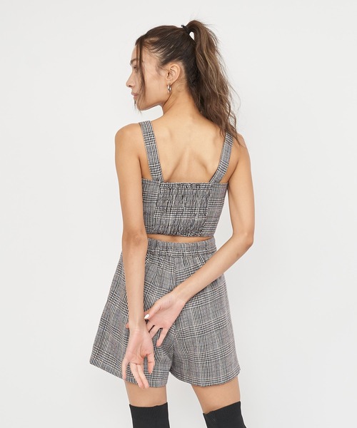 SPIRALGIRL（スパイラルガール）の「チェック柄パイピングビスチェ（キャミソール・レディース・ネイビー/ブラウン・FREE）」の17枚目の写真