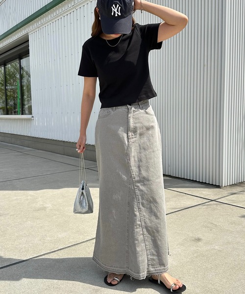 セール】デニムツイル切替マーメイドスカート（デニムスカート