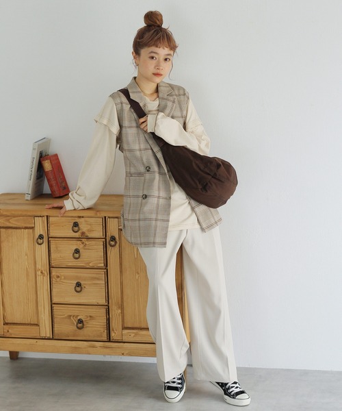 Crisp（クリスプ）の「センタープレスパンツ（チノパンツ・レディース・ベージュ/ブラウン/アイボリー・FREE）」の4枚目の写真