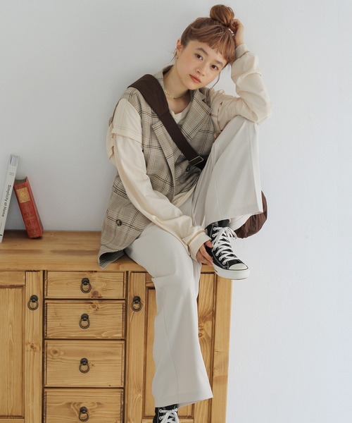 Crisp（クリスプ）の「センタープレスパンツ（チノパンツ・レディース・ベージュ/ブラウン/アイボリー・FREE）」の7枚目の写真