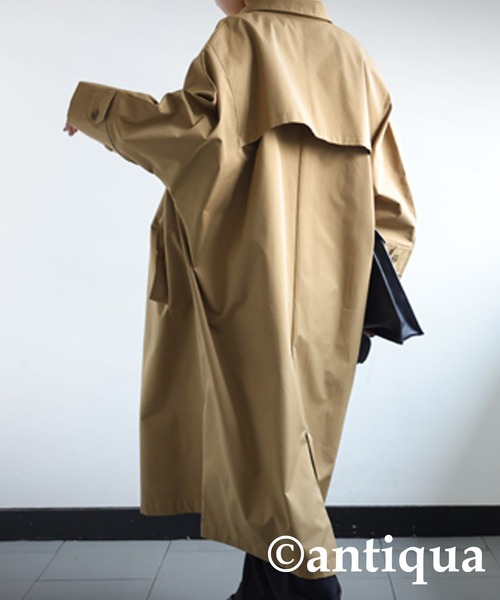 antiqua（アンティカ）の「トラッド×モード。ドルマンステンカラーコート（ステンカラーコート・レディース・ブラック/ベージュ・FREE）」の12枚目の写真
