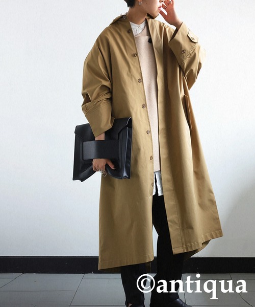 antiqua（アンティカ）の「トラッド×モード。ドルマンステンカラーコート（ステンカラーコート・レディース・ブラック/ベージュ・FREE）」の21枚目の写真