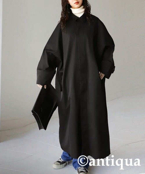 antiqua（アンティカ）の「トラッド×モード。ドルマンステンカラーコート（ステンカラーコート・レディース・ブラック/ベージュ・FREE）」の4枚目の写真