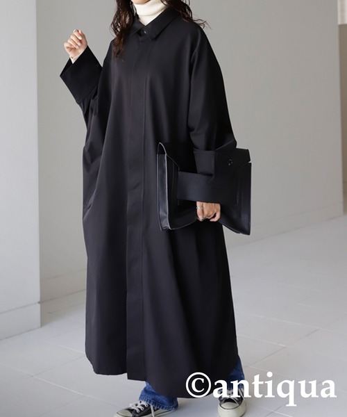 antiqua（アンティカ）の「トラッド×モード。ドルマンステンカラーコート（ステンカラーコート・レディース・ブラック/ベージュ・FREE）」の7枚目の写真