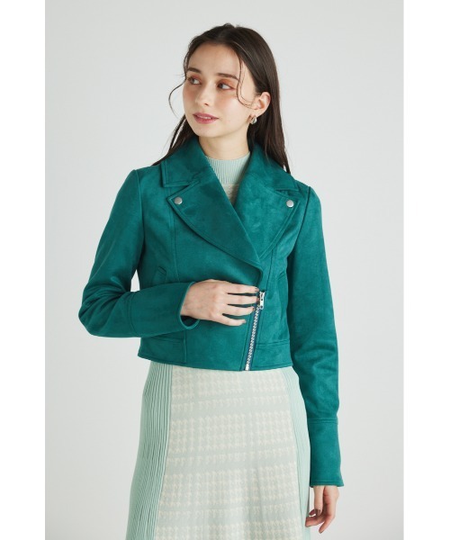 rienda（リエンダ）の「ビッグカラーフェイクスエードライダースジャケット（ライダースジャケット・レディース・ブラック/ピンク/グリーン/ライトベージュ・SMALL/MEDIUM）」の16枚目の写真