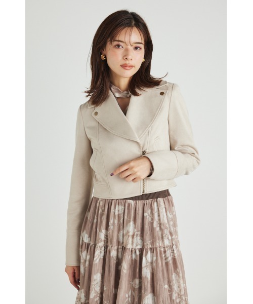 rienda（リエンダ）の「ビッグカラーフェイクスエードライダースジャケット（ライダースジャケット・レディース・ブラック/ピンク/グリーン/ライトベージュ・SMALL/MEDIUM）」の22枚目の写真