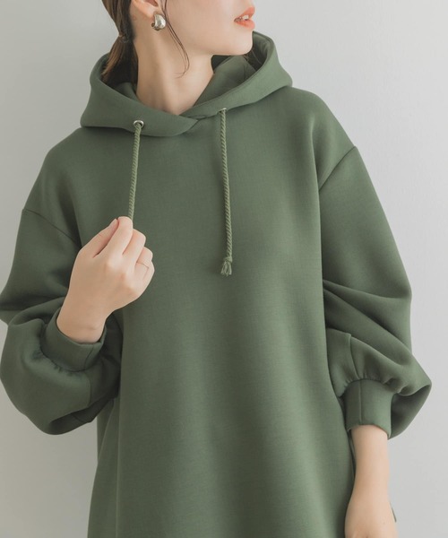 F by ROSSO（エフバイロッソ）の「F by ROSSO　Aラインダンボールパーカー（パーカー・レディース・ネイビー/カーキ/ライトベージュ・FREE）」の4枚目の写真