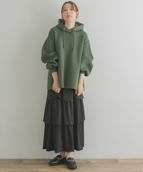 F by ROSSO（エフバイロッソ）の「F by ROSSO　Aラインダンボールパーカー（パーカー・レディース・ネイビー/カーキ/ライトベージュ・FREE）」の7枚目の写真