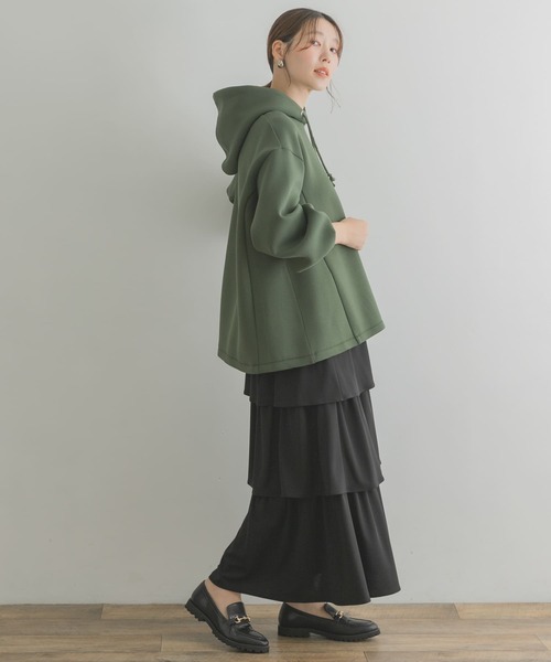 F by ROSSO（エフバイロッソ）の「F by ROSSO　Aラインダンボールパーカー（パーカー・レディース・ネイビー/カーキ/ライトベージュ・FREE）」の8枚目の写真