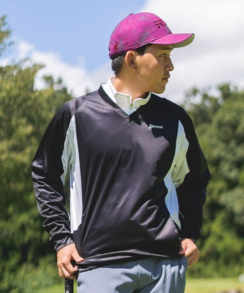 【美品】スリクソン Vネックプルオーバー ウィンドブレーカー L SRIXON（スリクソン）の「タイポデザインウインドプルオーバー V