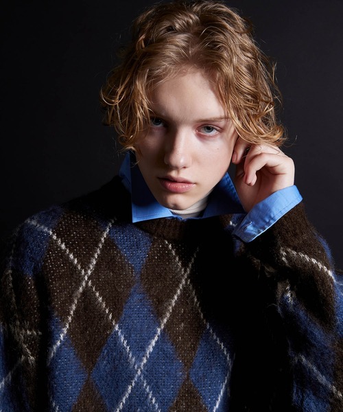 ENDER PRODUCTS（エンダープロダクツ）の「ビックシルエット マルチパターン ビッグシルエットクルーネックニット【ENDER PRODUCTS/エンダープロダクツ】（ニット/セーター・メンズ・ネイビー系2/ブラウン系1/グレー系1/ブラウン系2/ライトグレー系/レッド系・M/L）」の10枚目の写真