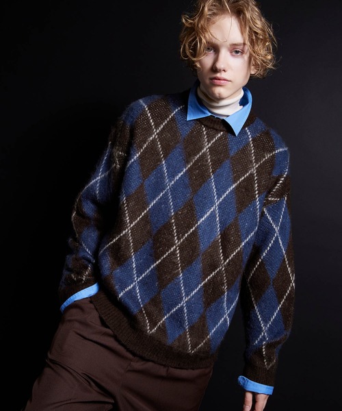 ENDER PRODUCTS（エンダープロダクツ）の「ビックシルエット マルチパターン ビッグシルエットクルーネックニット【ENDER PRODUCTS/エンダープロダクツ】（ニット/セーター・メンズ・ネイビー系2/ブラウン系1/グレー系1/ブラウン系2/ライトグレー系/レッド系・M/L）」の12枚目の写真