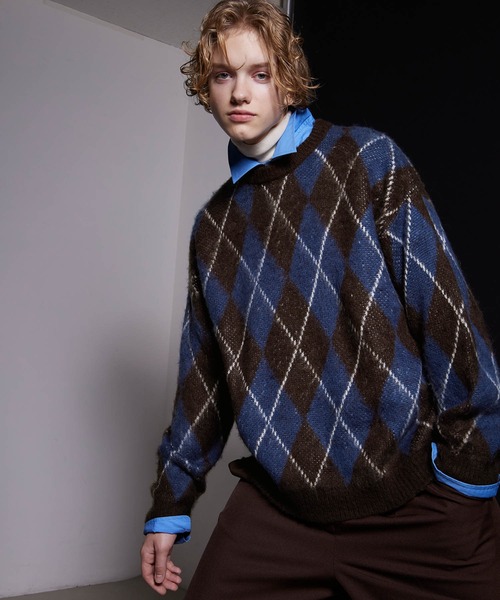 ENDER PRODUCTS（エンダープロダクツ）の「ビックシルエット マルチパターン ビッグシルエットクルーネックニット【ENDER PRODUCTS/エンダープロダクツ】（ニット/セーター・メンズ・ネイビー系2/ブラウン系1/グレー系1/ブラウン系2/ライトグレー系/レッド系・M/L）」の13枚目の写真
