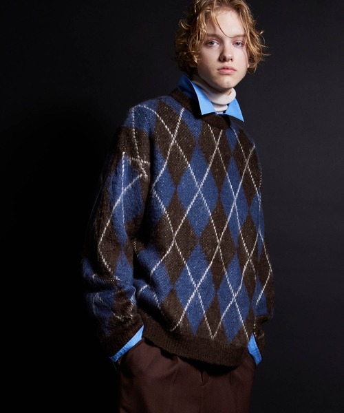 ENDER PRODUCTS（エンダープロダクツ）の「ビックシルエット マルチパターン ビッグシルエットクルーネックニット【ENDER PRODUCTS/エンダープロダクツ】（ニット/セーター・メンズ・ネイビー系2/ブラウン系1/グレー系1/ブラウン系2/ライトグレー系/レッド系・M/L）」の15枚目の写真