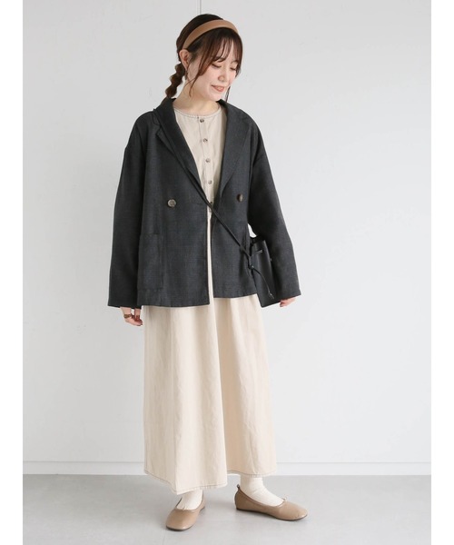 ehka sopo（エヘカソポ）の「配色ステッチワンピース（ワンピース・レディース・ブラック/ベージュ/ブラウン・ﾌﾘ-）」の15枚目の写真