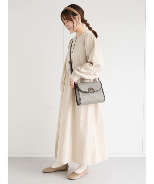 ehka sopo（エヘカソポ）の「配色ステッチワンピース（ワンピース・レディース・ブラック/ベージュ/ブラウン・ﾌﾘ-）」の13枚目の写真