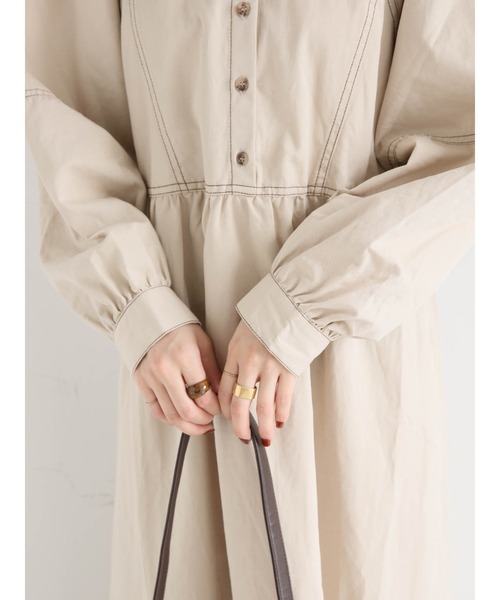 ehka sopo（エヘカソポ）の「配色ステッチワンピース（ワンピース・レディース・ブラック/ベージュ/ブラウン・ﾌﾘ-）」の11枚目の写真