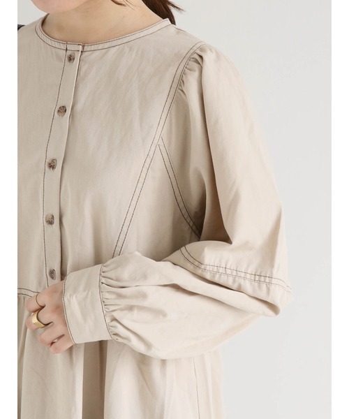 ehka sopo（エヘカソポ）の「配色ステッチワンピース（ワンピース・レディース・ブラック/ベージュ/ブラウン・ﾌﾘ-）」の21枚目の写真