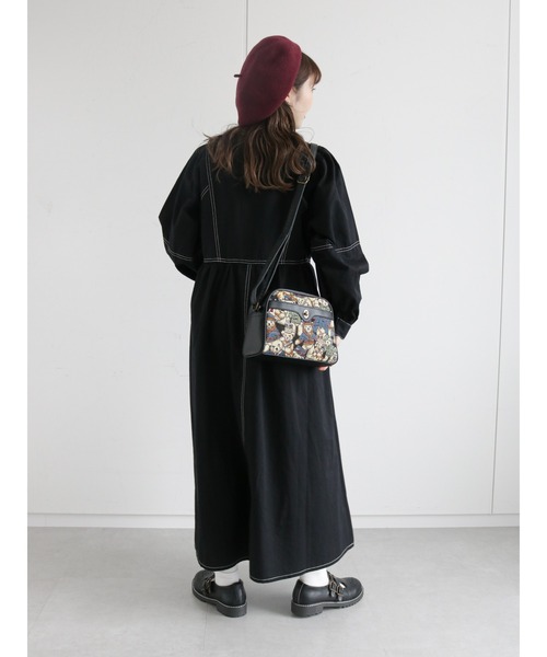 ehka sopo（エヘカソポ）の「配色ステッチワンピース（ワンピース・レディース・ブラック/ベージュ/ブラウン・ﾌﾘ-）」の16枚目の写真