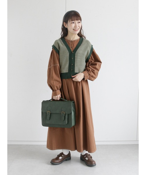 ehka sopo（エヘカソポ）の「配色ステッチワンピース（ワンピース・レディース・ブラック/ベージュ/ブラウン・ﾌﾘ-）」の14枚目の写真