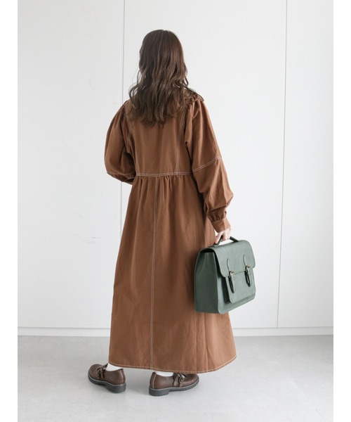 ehka sopo（エヘカソポ）の「配色ステッチワンピース（ワンピース・レディース・ブラック/ベージュ/ブラウン・ﾌﾘ-）」の20枚目の写真