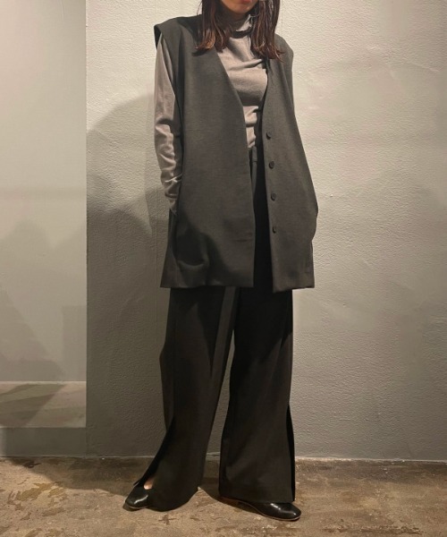 ReNorm（リノーム）の「【SET UP対応】スリットパンツ（スラックス・レディース・グレー/ブラック・S/M）」の8枚目の写真