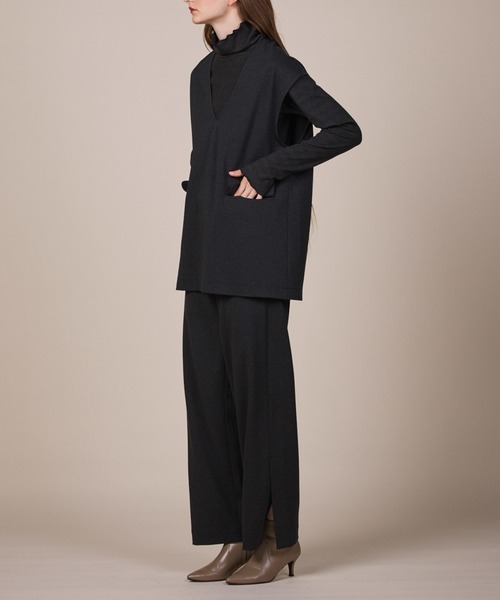 ReNorm（リノーム）の「【SET UP対応】スリットパンツ（スラックス・レディース・グレー/ブラック・S/M）」の9枚目の写真