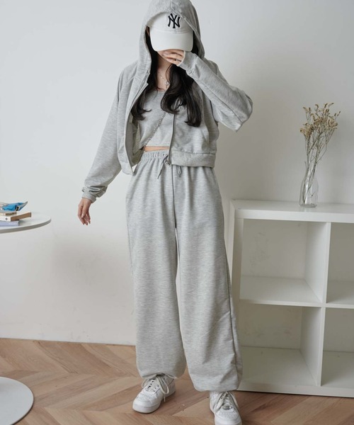 WEGO（ウィゴー）の「WEGO/【WEB限定 3点セット】スウェットセットアップ（ルームウェア/パジャマ・レディース・ライトグレー/ブラック・FREE）」の21枚目の写真