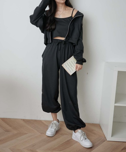 WEGO（ウィゴー）の「WEGO/【WEB限定 3点セット】スウェットセットアップ（ルームウェア/パジャマ・レディース・ライトグレー/ブラック・FREE）」の8枚目の写真