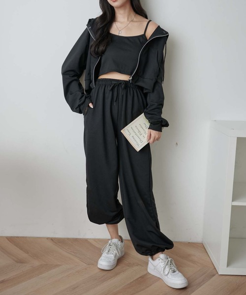 WEGO（ウィゴー）の「WEGO/【WEB限定 3点セット】スウェットセットアップ（ルームウェア/パジャマ・レディース・ライトグレー/ブラック・FREE）」の9枚目の写真