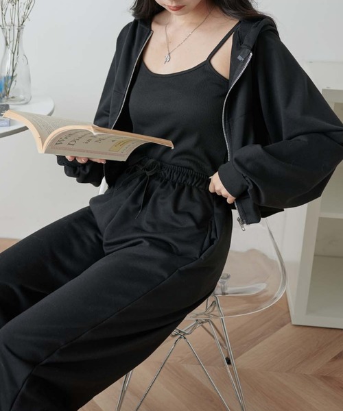 WEGO（ウィゴー）の「WEGO/【WEB限定 3点セット】スウェットセットアップ（ルームウェア/パジャマ・レディース・ライトグレー/ブラック・FREE）」の4枚目の写真