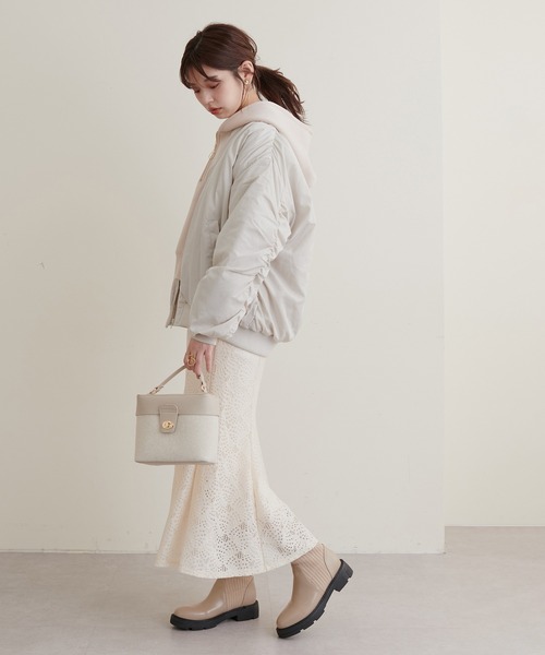 natural couture（ナチュラルクチュール）の「BIGボリュームMA‐1（MA-1・レディース・アイボリー/ブラック/グレイッシュベージュ・FREE）」の8枚目の写真