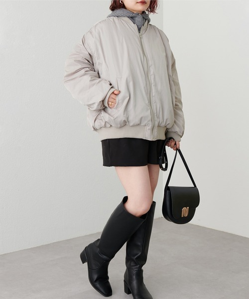 natural couture（ナチュラルクチュール）の「BIGボリュームMA‐1（MA-1・レディース・アイボリー/ブラック/グレイッシュベージュ・FREE）」の15枚目の写真