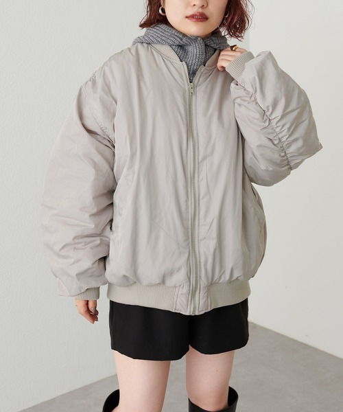 natural couture（ナチュラルクチュール）の「BIGボリュームMA‐1（MA-1・レディース・アイボリー/ブラック/グレイッシュベージュ・FREE）」の14枚目の写真