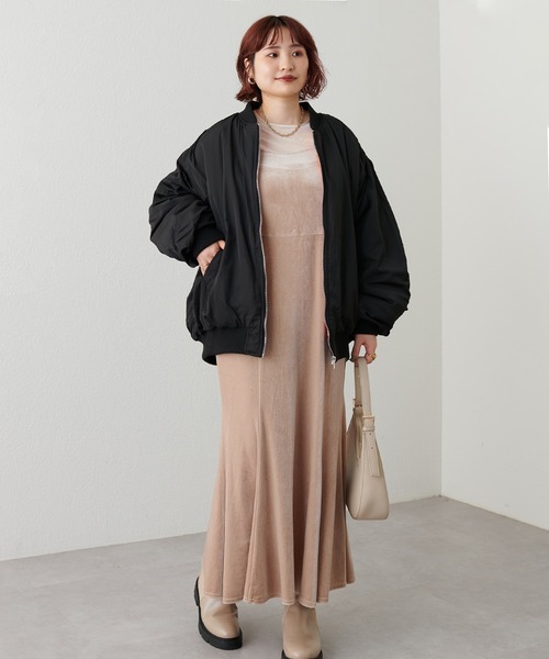 natural couture（ナチュラルクチュール）の「BIGボリュームMA‐1（MA-1・レディース・アイボリー/ブラック/グレイッシュベージュ・FREE）」の12枚目の写真