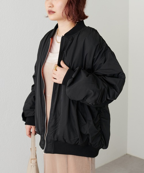 natural couture（ナチュラルクチュール）の「BIGボリュームMA‐1（MA-1・レディース・アイボリー/ブラック/グレイッシュベージュ・FREE）」の11枚目の写真