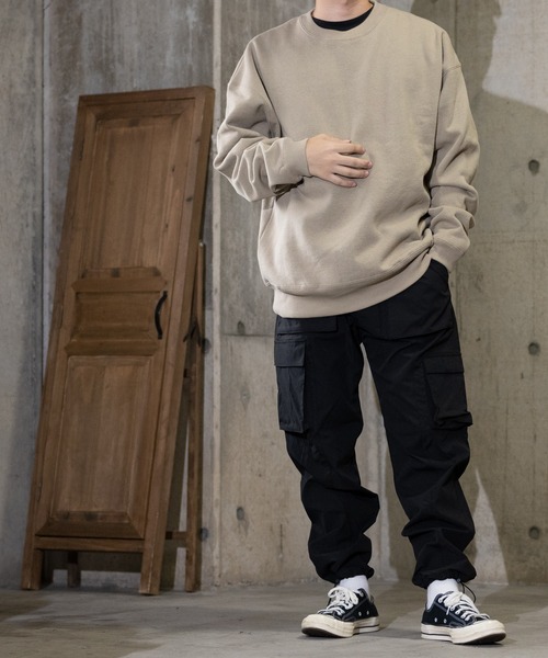 JOHN'S CLOSET（ジョンズクローゼット）の「【50】裏起毛 USAコットン クルーネック ビッグスウェット（スウェット・メンズ・ベージュ/グリーン/ブラウン/ブラック/チャコールグレー/ホワイト/ダークブルー/杢グレー・MEDIUM/LARGE）」の18枚目の写真