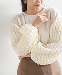 ポコポコスリーブ切替裏起毛プルオーバー