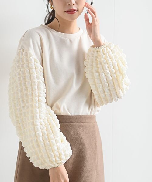rps（アールピーエス）の「ポコポコスリーブ切替裏起毛プルオーバー（その他トップス・レディース・ブラック/アイボリー・フリー）」の9枚目の写真
