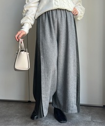 Chez toi | ヘリンボーンサイドプリーツワイドパンツ(その他パンツ)