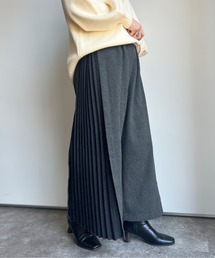 ヘリンボーンサイドプリーツワイドパンツ