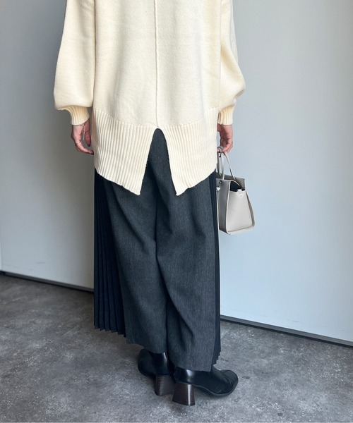 セール】ヘリンボーンサイドプリーツワイドパンツ（その他パンツ